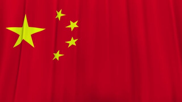 China flag fabric curtain falling down reveal animation