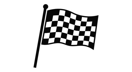 Obraz premium A simple black and white checkered racing flag waving on a pole isolated on a white background