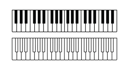 Fototapeta premium A top down view of piano keys showing a black and white keyboard layout for musical education