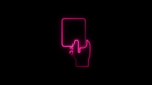 Neon red card penalty animation for sports referee and fair play concepts soccer football