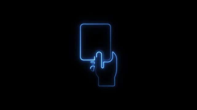 Neon soccer referee red card animation, sports penalty concept football