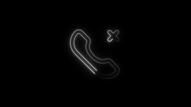 Neon phone call declined animation, glowing communication symbol for ui rejected
