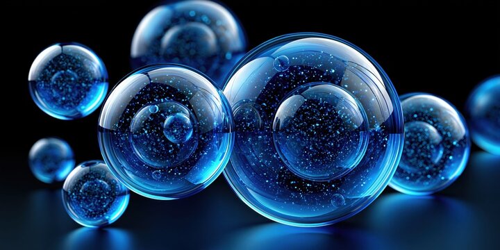 Glowing blue orbs in darkness offer an ethereal beauty