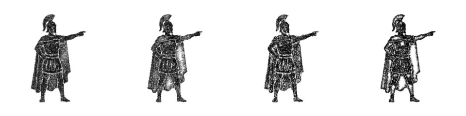 Fototapeta premium Sketch black and white ancient commander icon design set