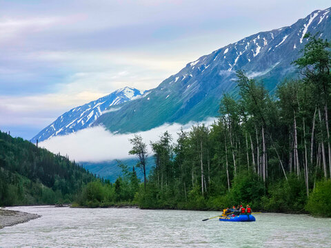 Rafting along Tatshenshini River in Canada