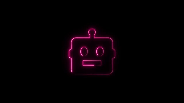 Neon pink robot head pulsing animation for technology and ai concepts artificial intelligence glowing