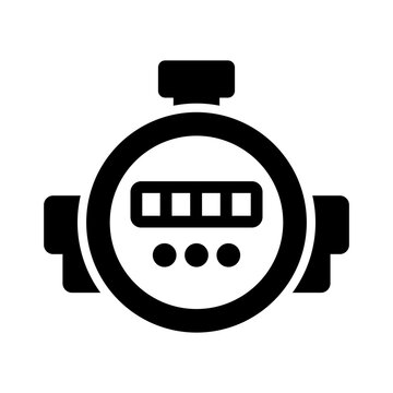 Water Meter Icon for Utility Measurement, Water Consumption, Plumbing, Supply and Infrastructure