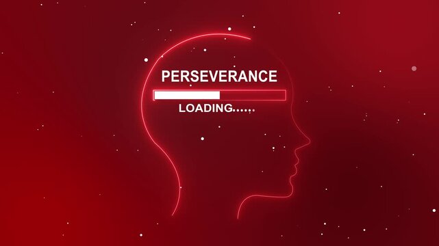 Human Head With PERSEVERANCE Loading In Mind. Business Mindset Concept. Motion graphic background. New business concept.