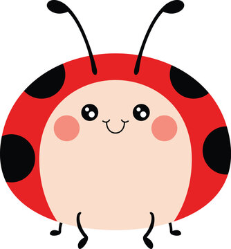 Cute Cartoon Ladybug Character with Happy Smile