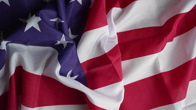 Close up of a wrinkled United States flag texture