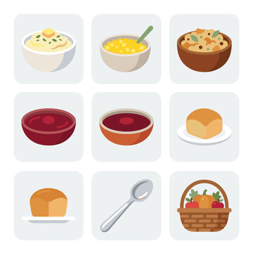 Thanksgiving Dinner Food Icons Collection