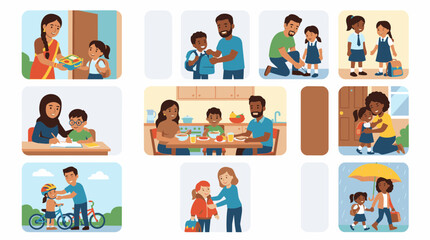 Fototapeta premium Diverse families supporting children's education and childhood activities with love and care