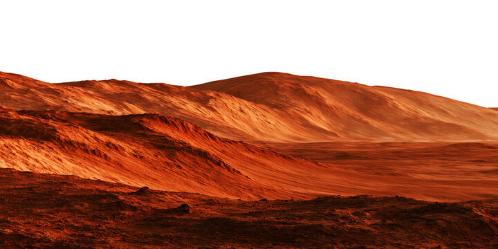 Martian surface landscape isolated on the transparent background.