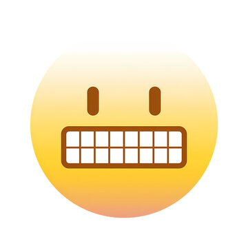 Yellow grimacing emoji icon. Nervous face emoticon with clenched teeth on white background.