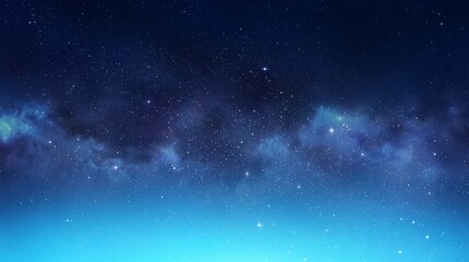 Fototapeta premium Breathtaking night sky background with vibrant blue nebula clouds and bright sparkling stars in deep outer space, high resolution cosmic galaxy wallpaper featuring celestial light and stardust