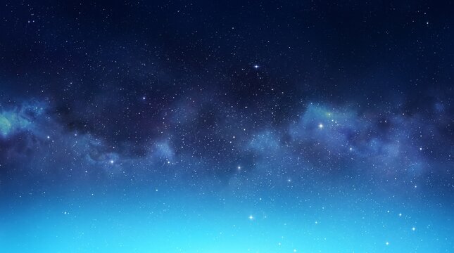 Breathtaking night sky background with vibrant blue nebula clouds and bright sparkling stars in deep outer space, high resolution cosmic galaxy wallpaper featuring celestial light and stardust
