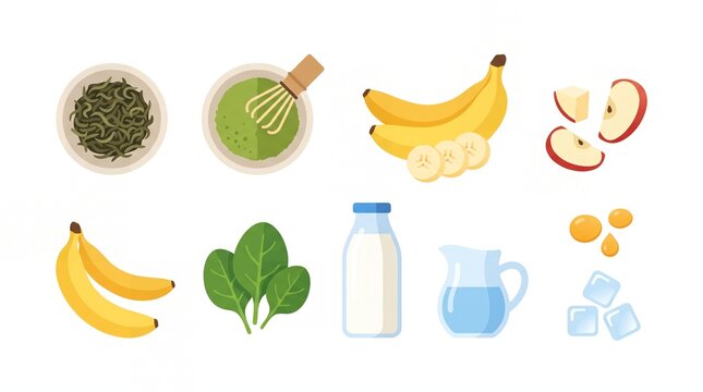 Healthy Superfoods Ingredients Flat Icon Set Collection