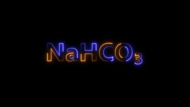 Sodium bicarbonate na hco3 chemical formula neon sign animation for science and chemistry education nahco3