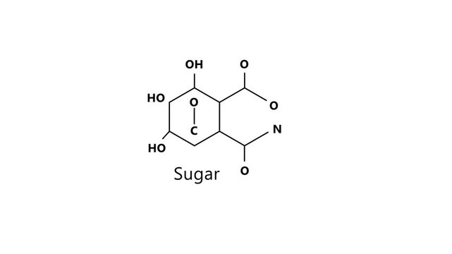 Chemical structure of sugar molecule diagram for scientific education and research chemistry
