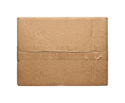 Brown cardboard box png Sealed kraft parcel png Recycled shipping package cutout Textured paper envelope png Square mailing box cutout isolated transparent background image