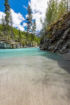 Wide Turquoise Pool at the Mouth of Marble Canyon, Banff National Park