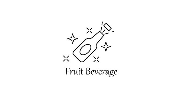 Minimalist fruit beverage animation, refreshing drink line for food and beverage branding and menu drink minimalist