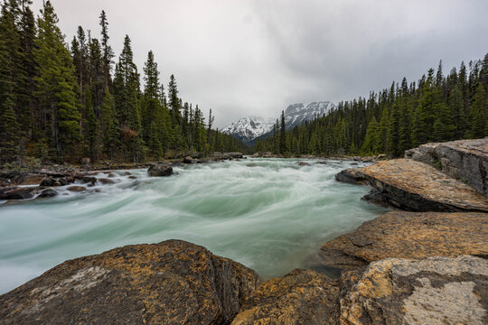 Turbulent Turquoise Waters of Mistaya Canyon, Banff National Park