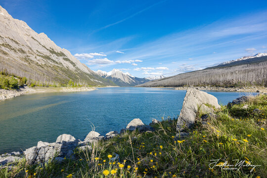 Rugged Shoreline Along Medicine Lake, Jasper National Park