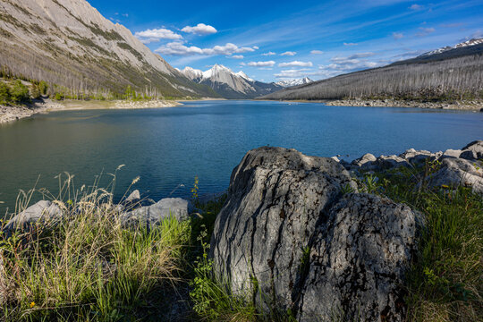 Rocky Shoreline of Medicine Lake, Jasper National Park