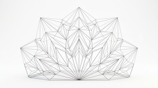 Geometric abstract crown shape in wireframe style on white background