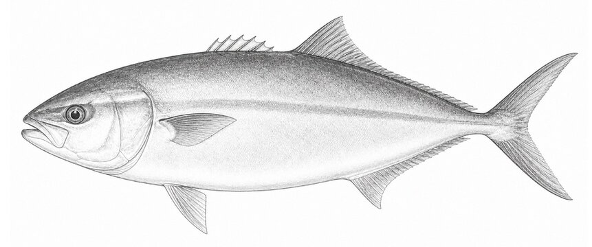 Japanese Amberjack (Seriola quinqueradiata) Illustration | ブリ 魚類イラスト