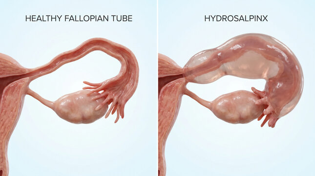 Healthy Fallopian Tube vs Hydrosalpinx 3D Medical Anatomy Illustration
