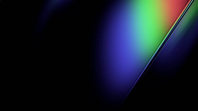 Abstract animation, dark background with color refraction effect, 4k seamless loop 3d animation