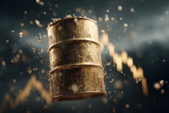 Fossil fuels in crisis: a visual tale of financial downfall. Human touch. Subtle shifts in energy market visuals: a study of economic volatility. Magazine cover. Authentic moment.