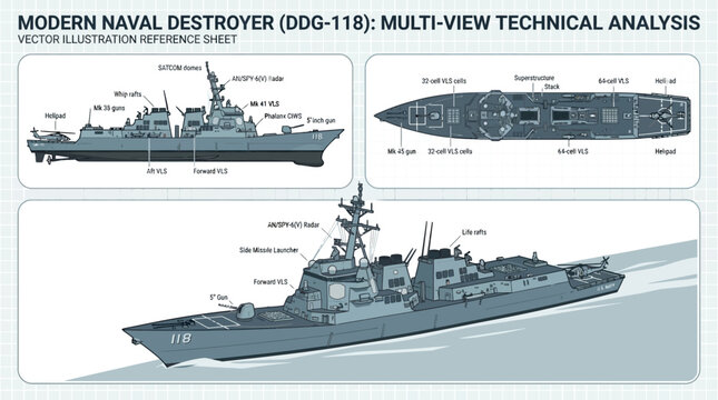 Modern Naval Destroyer DDG-118 Technical Reference Sheet