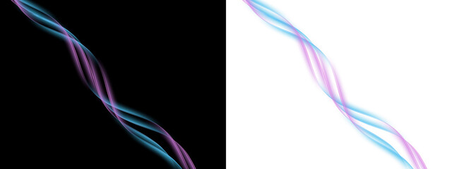 Fototapeta premium Abstract colorful flowing light wave lines on black and transparent background, futuristic energy design