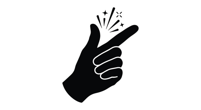 Black silhouette icon of a hand snapping fingers representing ease speed or a simple solution
