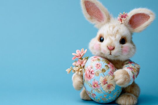 Pastel hues highlight the easter bunny's egg-centric celebration. Design template. Enchanting details: vibrant easter scene with bunny and egg. Strong contrast. Bright colors.