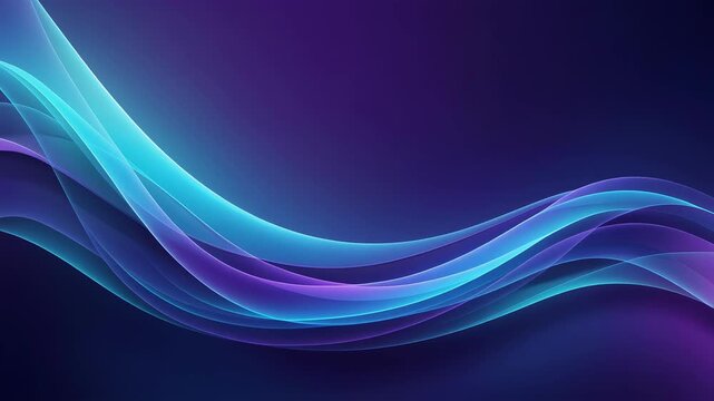 Abstract flowing blue and purple wave shapes on a dark gradient background