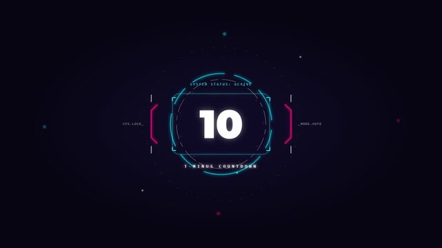 Dynamic Futuristic Countdown Sequence In Neon Glow.