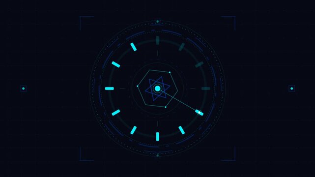 Futuristic Neon Clock Ring Visual Sequence.