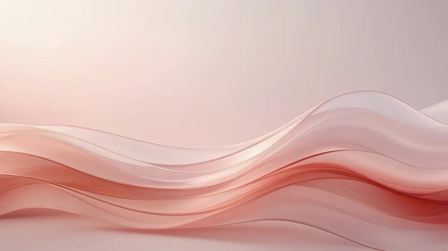 Abstract soft pink and peach translucent flowing wave shapes on light background