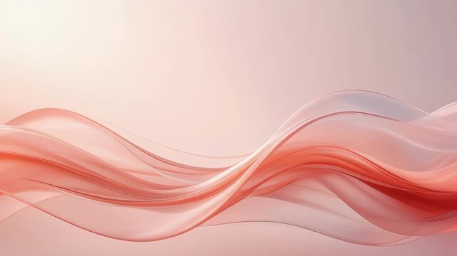 Abstract flowing translucent pink and red wave shapes on a light background