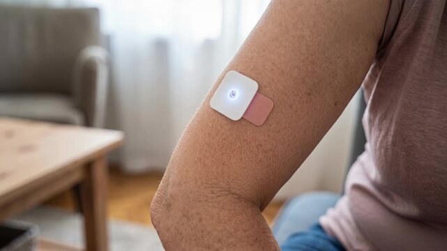 Medical Sensor Patch Applied to Arm at Home