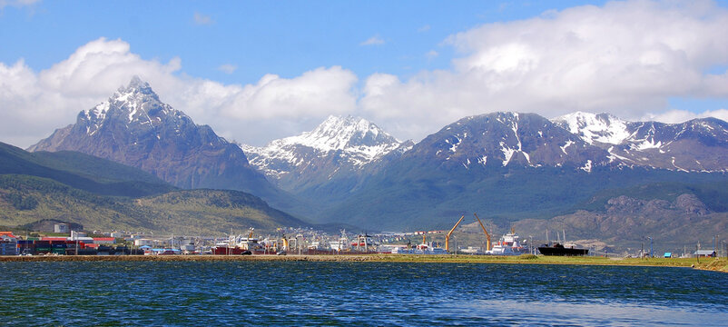 The Beagle Channel Patagonia Argentina develops between several islands; to the north lies Argentine-Chilean Isla Grande de Tierra del Fuego, to the south Hoste, Navarino, and Picton and Nueva.