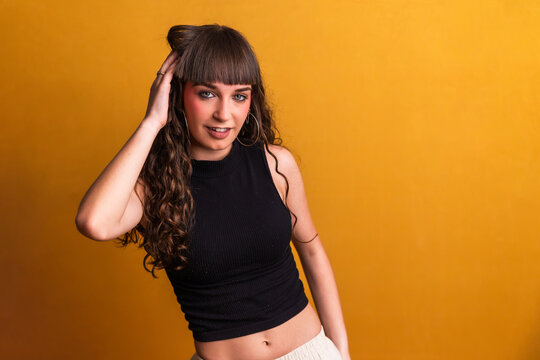 Young woman dancing performing hip-hop urban style