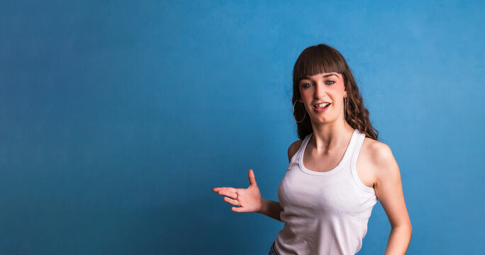 Young woman dancing with expressive hand movement