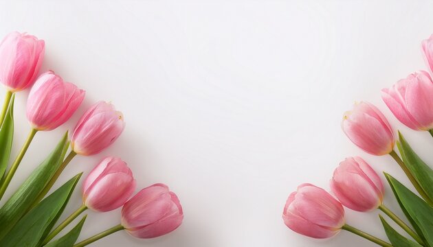 Pink Tulip On The White Background Easter Background