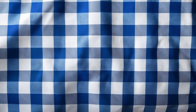 Blue And White Plaid Fabric Checkered Texture Background