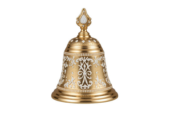 Antique golden handbell with engraved openwork